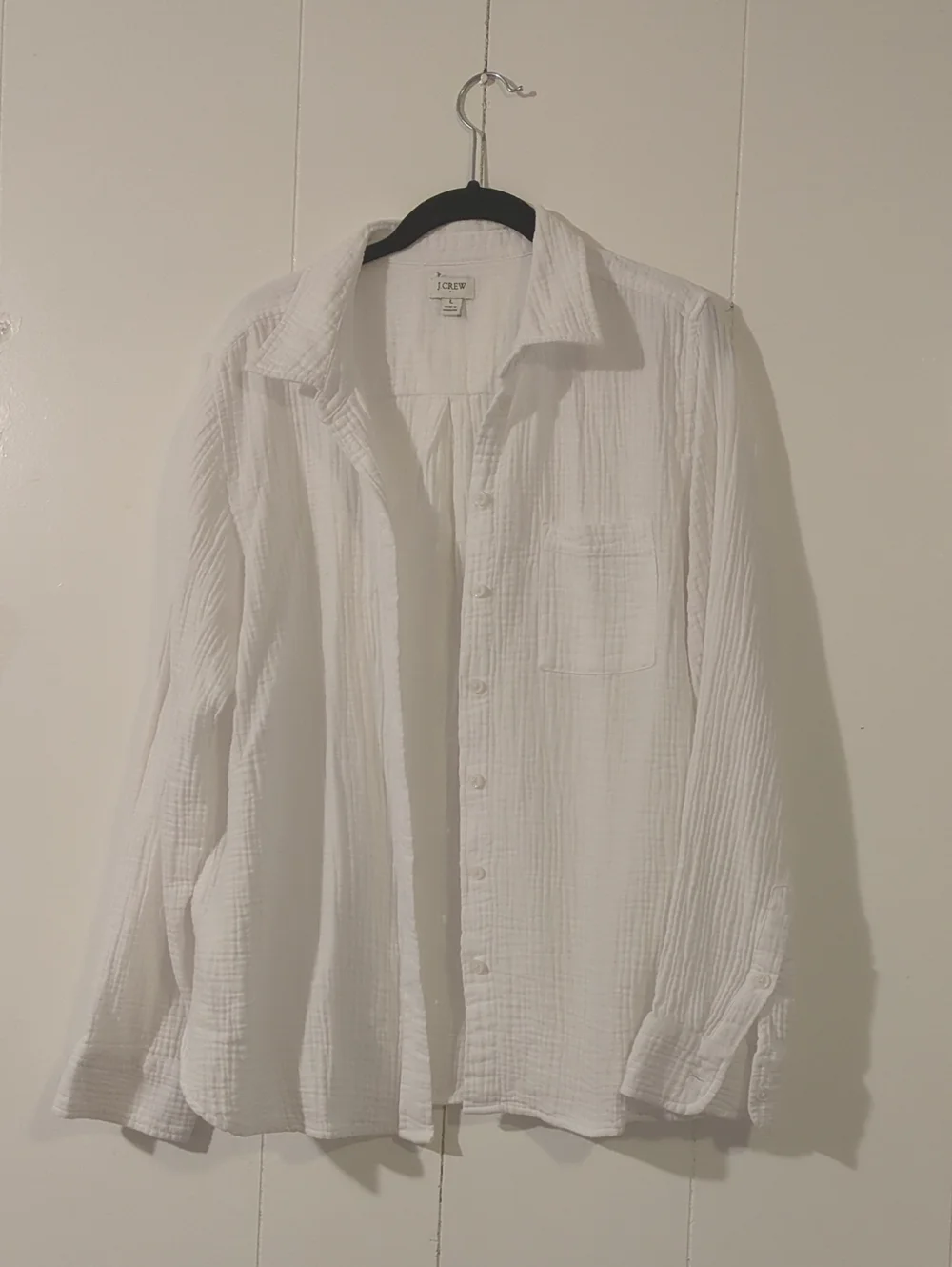 J. Crew White Cotton Gauze Button-Down Shirt
